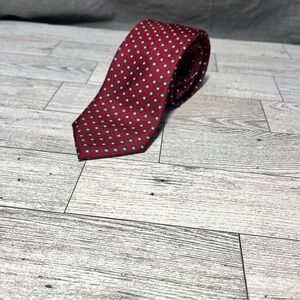 Vintage Bridgton Necktie Red With Blue Diamond Made In USA 100% Silk
